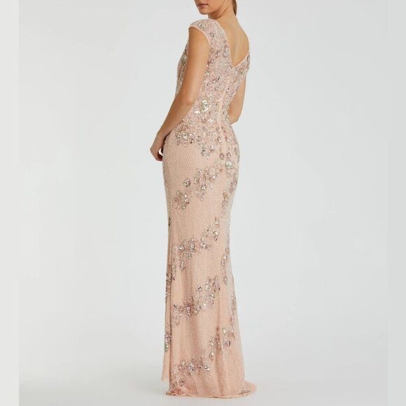 Mac Duggal 5500 Size 2 Pastel Pink High‎ Neck Cap Sleeve Gown Long Maxi Dress - Picture 6 of 6